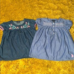 Two denim short sleeve tops